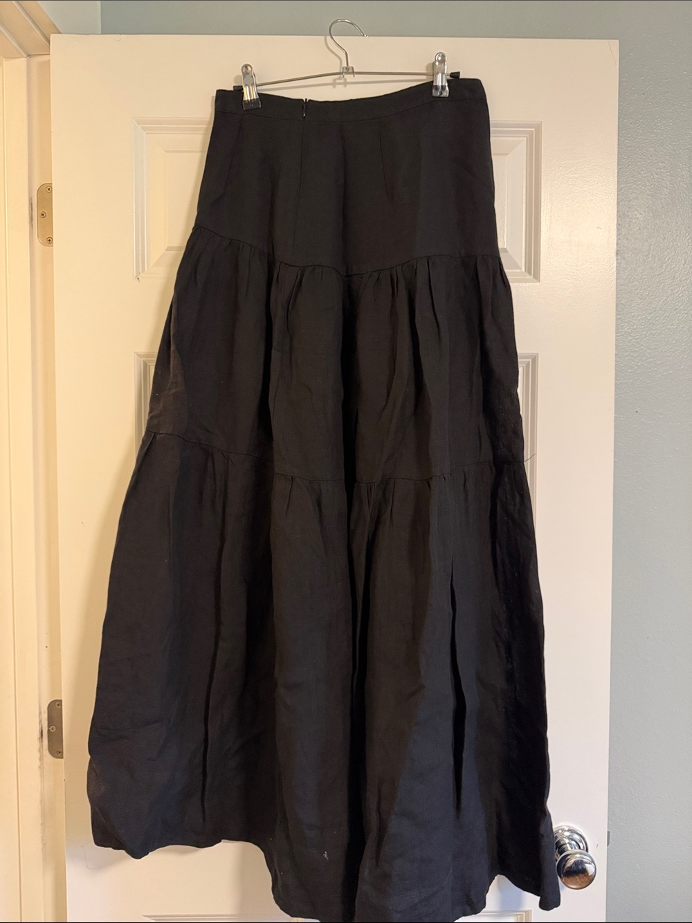 Son de Flor Black Tiered Maxi Skirt